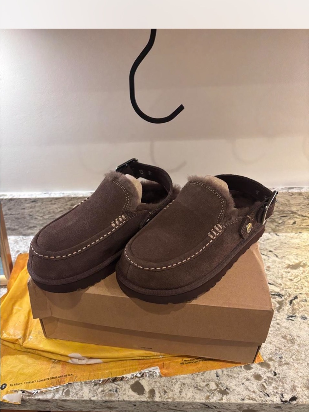 Ugg Goldenstar Evelina Suede Clog in Burnt Cedar